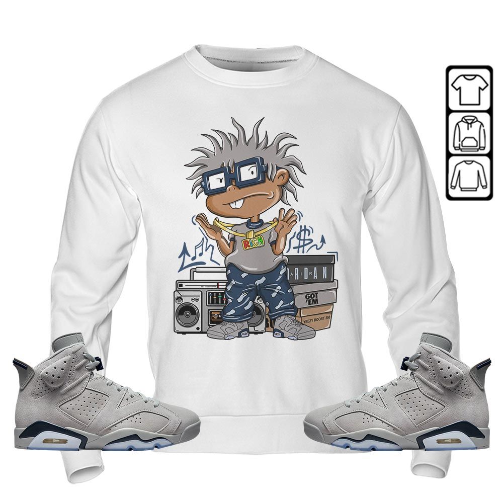 Rich Cartoon 90s Sneaker Shirt Match Georgetown 6s, Jordan 6 Retro Georgetown MKO T-Shirt Rich Cartoon 90s Sneaker Shirt Match Georgetown 6s, Jordan 6 Retro Georgetown MKO T-Shirt