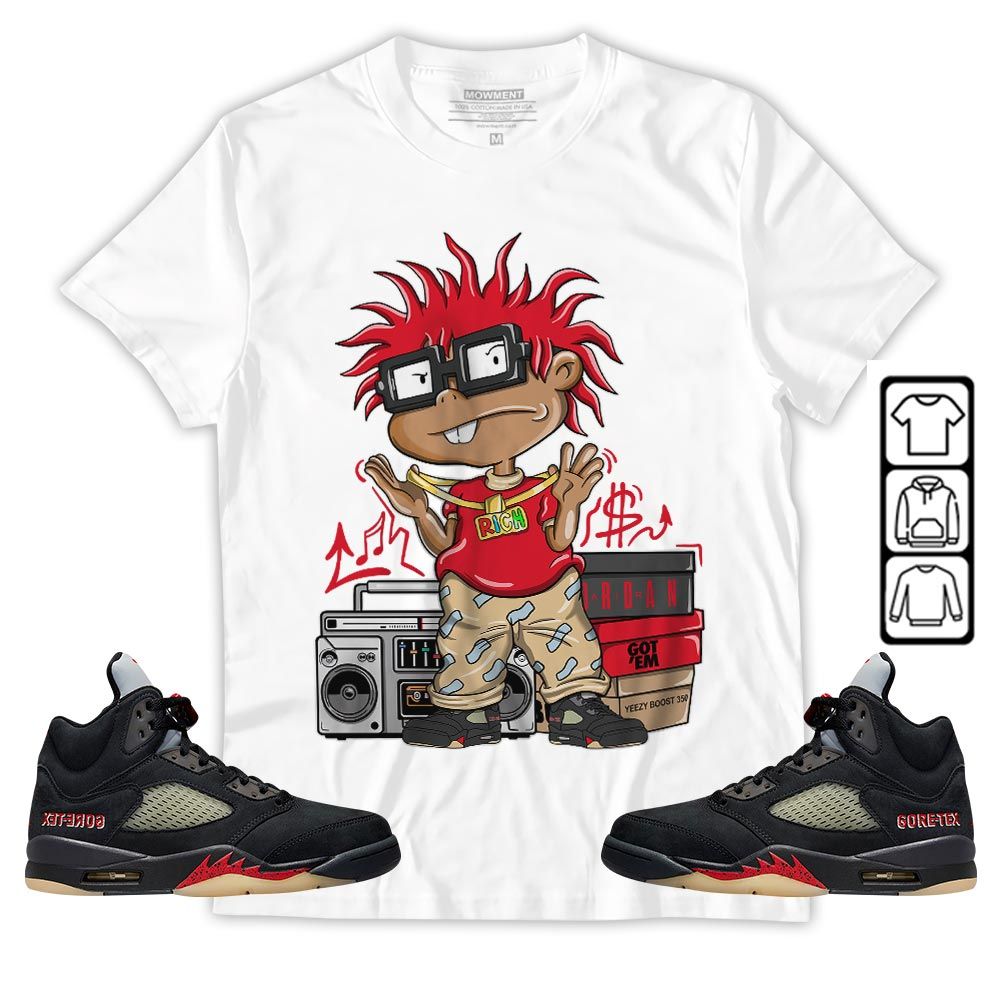 Rich Cartoon 90s Sneaker Shirt Match Gore-Tex 5s, Jordan 5 GORE-TEX Off Noir MKO T-Shirt