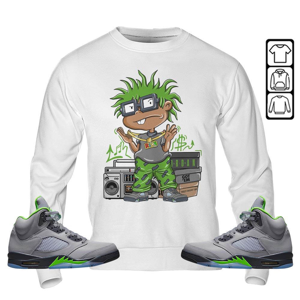 Rich Cartoon 90s Sneaker Shirt Match Green Bean 5s, Jordan 5 Retro Green Bean MKO Sweatshirt Rich Cartoon 90s Sneaker Shirt Match Green Bean 5s, Jordan 5 Retro Green Bean MKO Sweatshirt