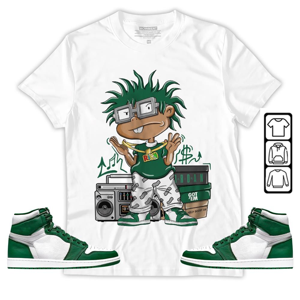 Rich Cartoon 90s Sneaker Shirt Match High Gorge Green 1s, Jordan 1 Retro High Gorge Green MKO T-Shirt Rich Cartoon 90s Sneaker Shirt Match High Gorge Green 1s, Jordan 1 Retro High Gorge Green MKO T-Shirt