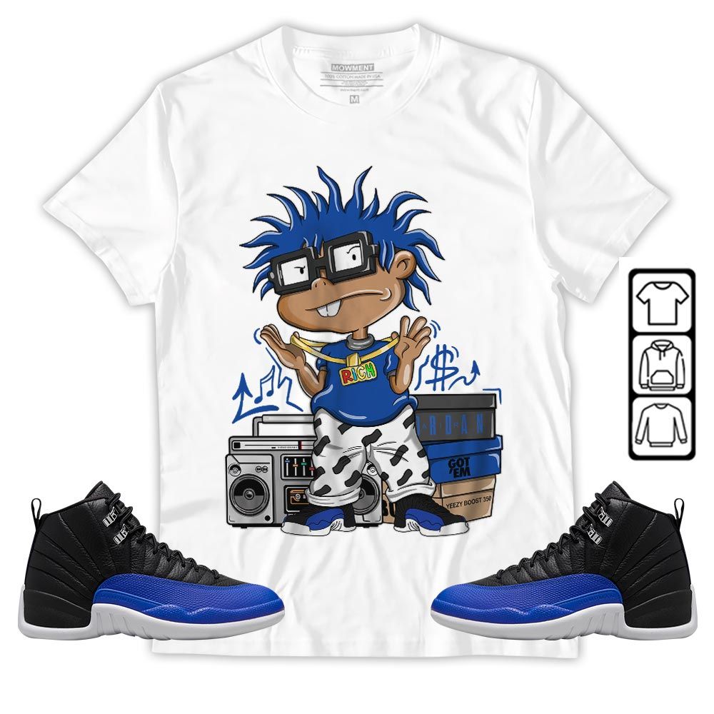 Rich Cartoon 90s Sneaker Shirt Match Hyper Royal 12s, Jordan 12 Hyper Royal MKO T-Shirt Rich Cartoon 90s Sneaker Shirt Match Hyper Royal 12s, Jordan 12 Hyper Royal MKO T-Shirt