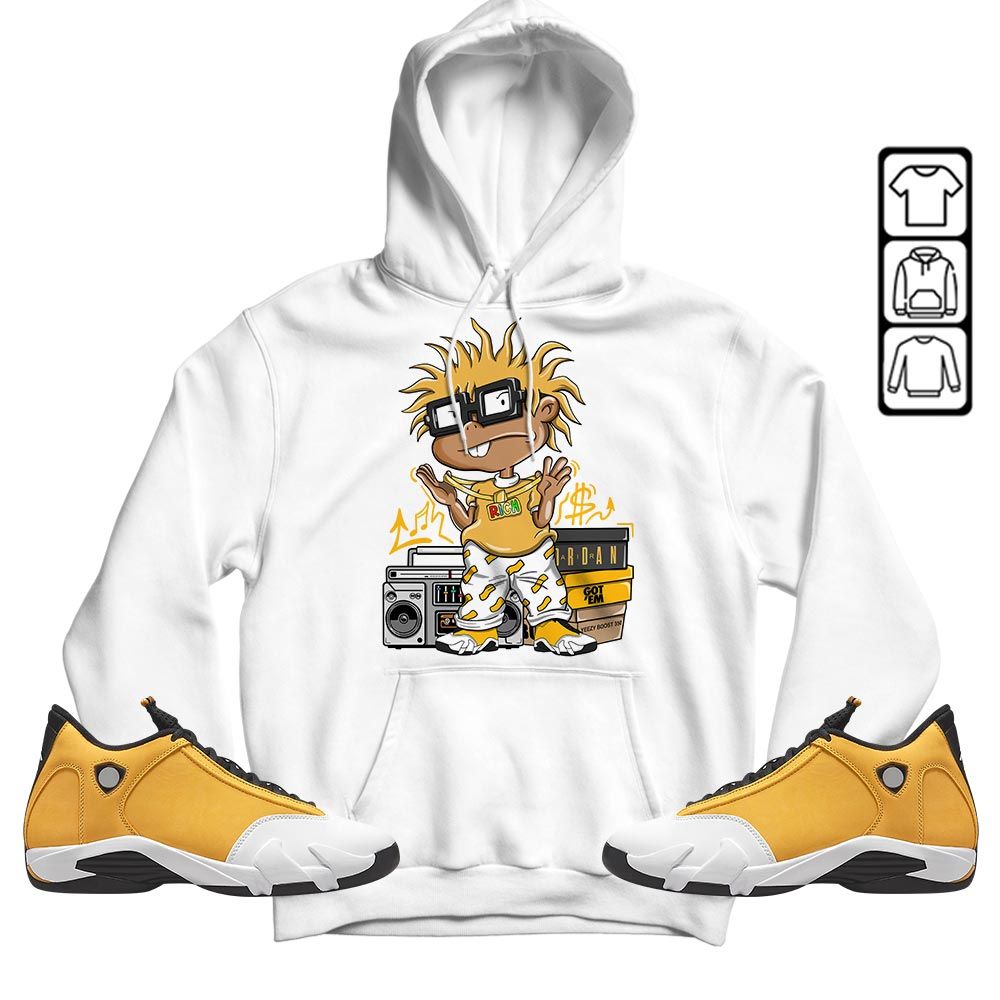 Rich Cartoon 90s Sneaker Shirt Match Light Ginger 14s, Jordan 14 Retro Light Ginger MKO T-Shirt