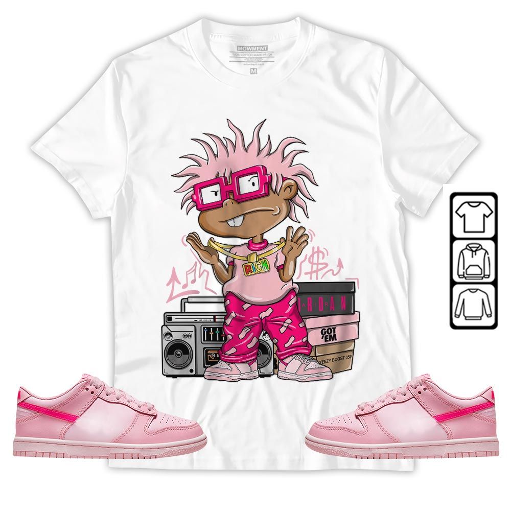 Rich Cartoon 90s Sneaker Shirt Match Low Triple Pink, Dunk Low Triple Pink MKO T-Shirt