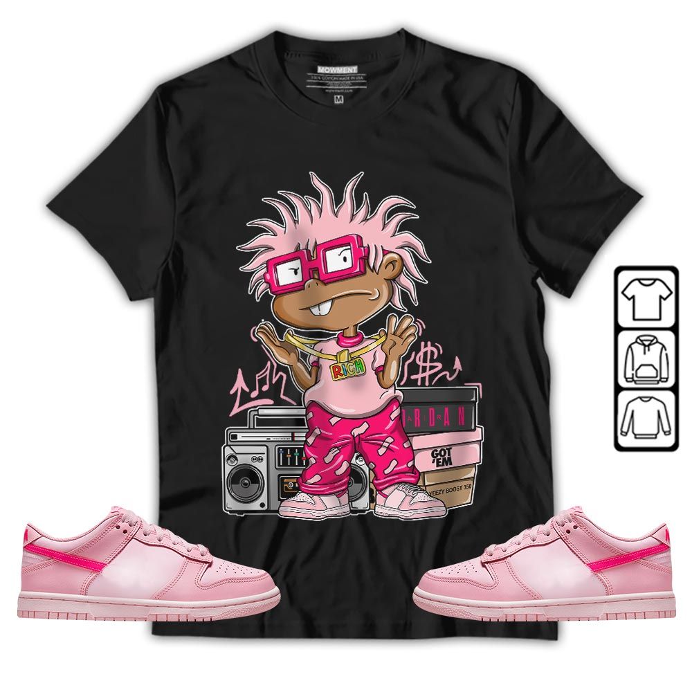 Rich Cartoon 90s Sneaker Shirt Match Low Triple Pink, Dunk Low Triple Pink MKO T-Shirt