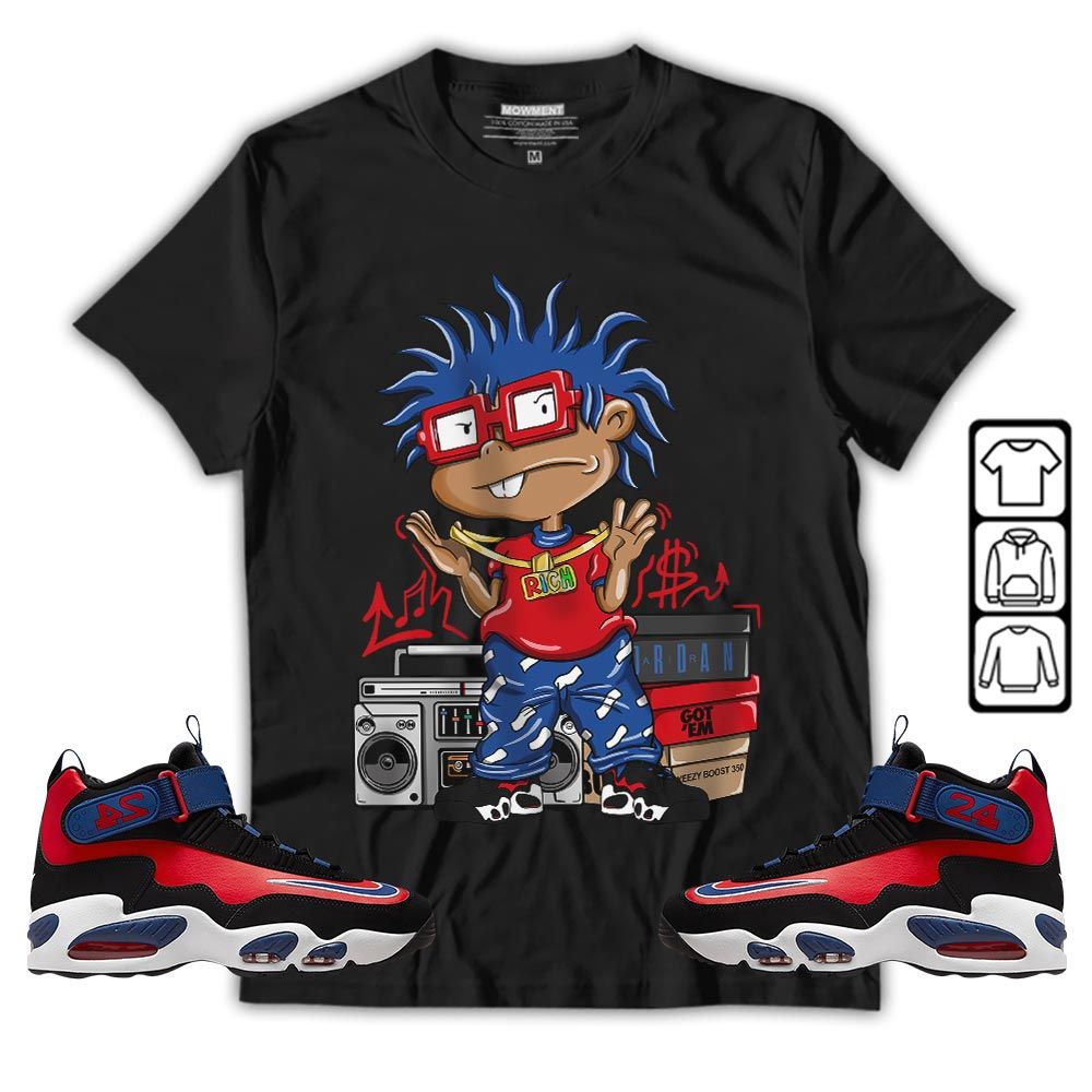 Rich Cartoon 90s Sneaker Shirt Match Max 1 Navy Red Black, Air Griffey Max 1 Black Red Navy Blue MKO T-Shirt Rich Cartoon 90s Sneaker Shirt Match Max 1 Navy Red Black, Air Griffey Max 1 Black Red Navy Blue MKO T-Shirt