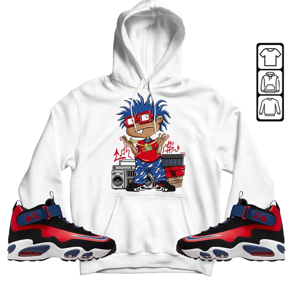 Rich Cartoon 90s Sneaker Shirt Match Max 1 Navy Red Black, Air Griffey Max 1 Black Red Navy Blue MKO T-Shirt