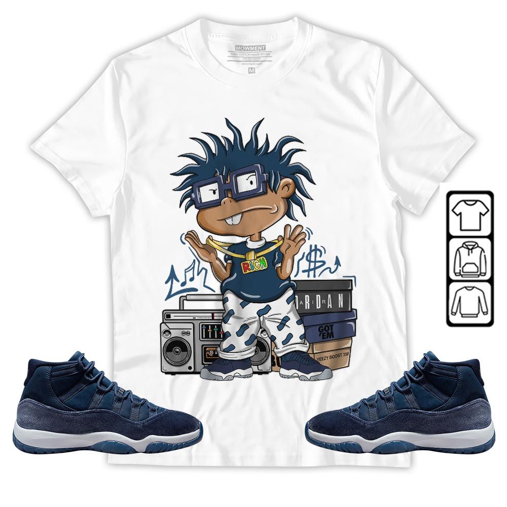 Rich Cartoon 90s Sneaker Shirt Match Midnight Navy 11s, Jordan 11 Retro Midnight Navy MKO T-Shirt