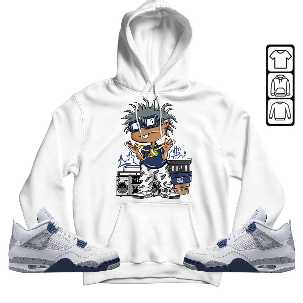 Rich Cartoon 90s Sneaker Shirt Match Midnight Navy 4s, Jordan 4 Retro Midnight Navy MKO T-Shirt