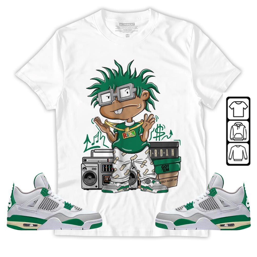 Rich Cartoon 90s Sneaker Shirt Match Retro Pine Green 4s, Jordan 4 Pine Green MKO T-Shirt Rich Cartoon 90s Sneaker Shirt Match Retro Pine Green 4s, Jordan 4 Pine Green MKO T-Shirt