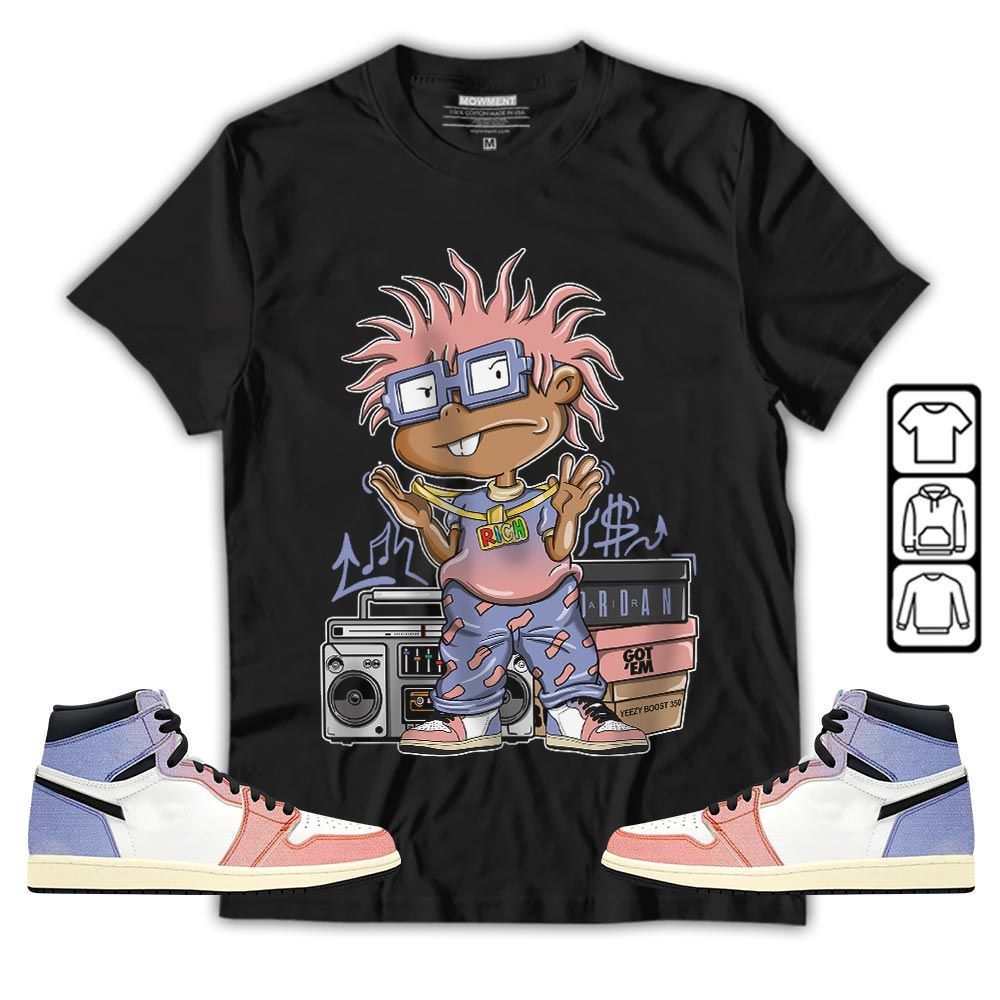 Rich Cartoon 90s Sneaker Shirt Match Retro Skyline 1s, Jordan 1 High OG Skyline MKO T-Shirt