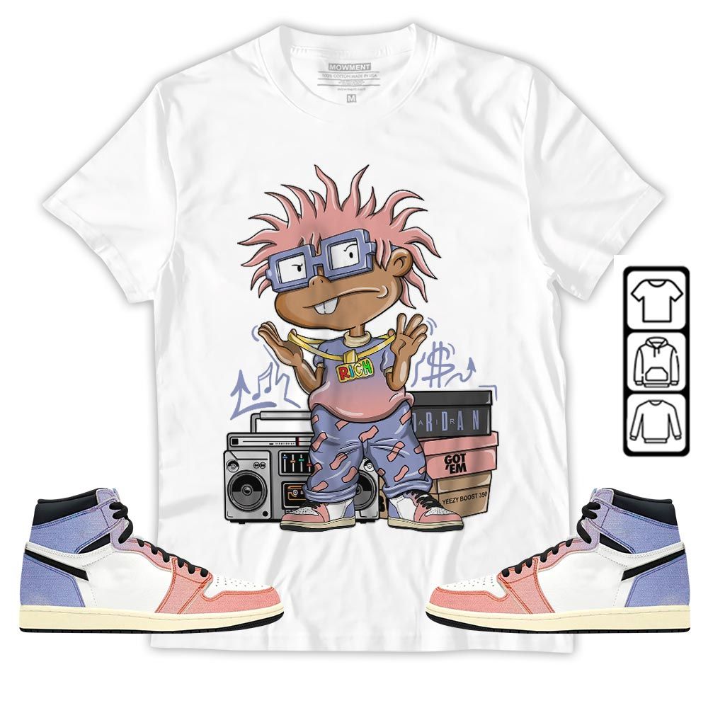 Rich Cartoon 90s Sneaker Shirt Match Retro Skyline 1s, Jordan 1 High OG Skyline MKO T-Shirt