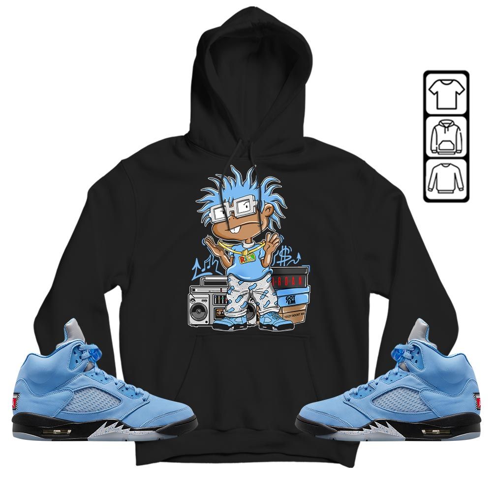 Rich Cartoon 90s Sneaker Shirt Match Retro University Blue 5s, Jordan 5 University Blue MKO T-Shirt Rich Cartoon 90s Sneaker Shirt Match Retro University Blue 5s, Jordan 5 University Blue MKO T-Shirt