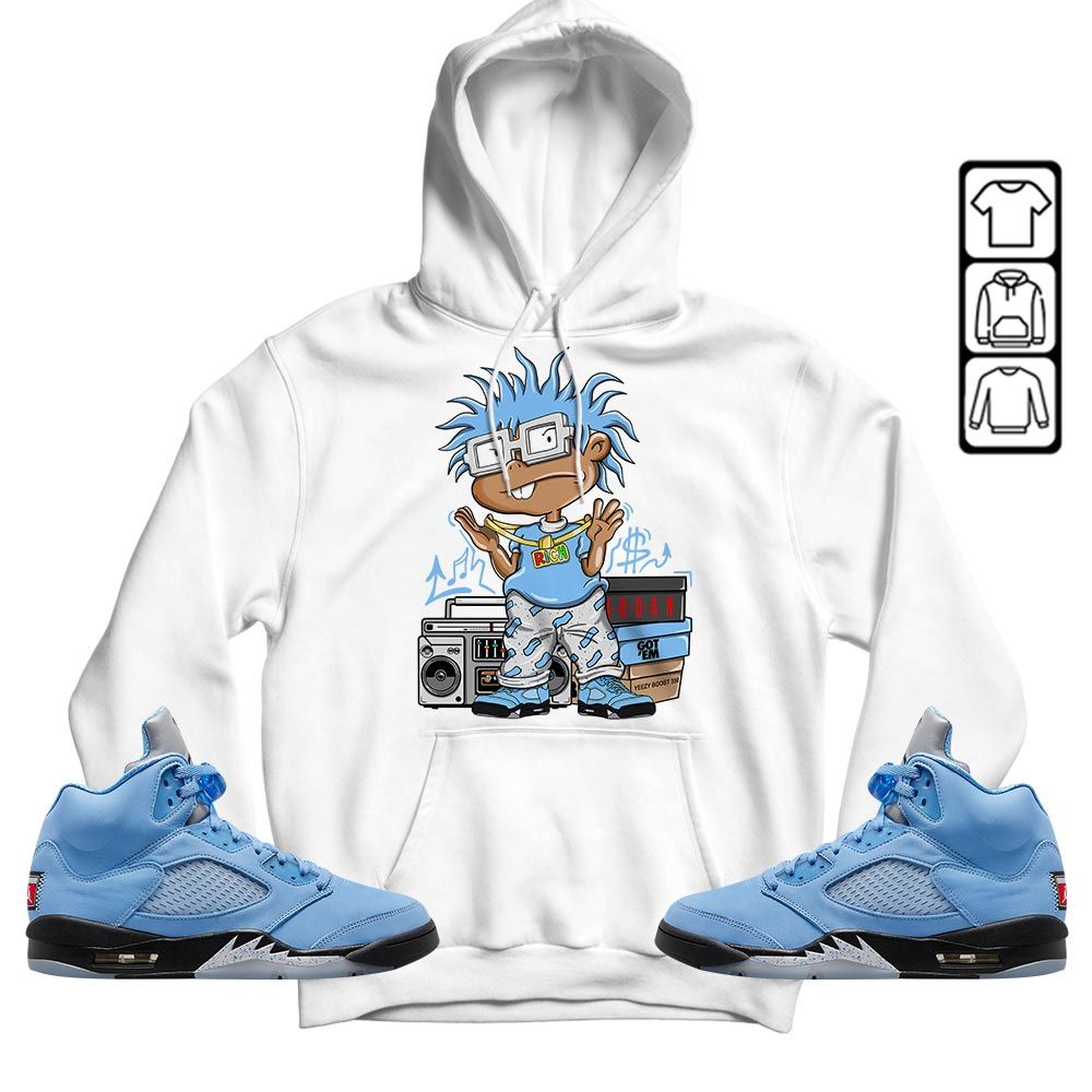 Rich Cartoon 90s Sneaker Shirt Match Retro University Blue 5s, Jordan 5 University Blue MKO T-Shirt Rich Cartoon 90s Sneaker Shirt Match Retro University Blue 5s, Jordan 5 University Blue MKO T-Shirt