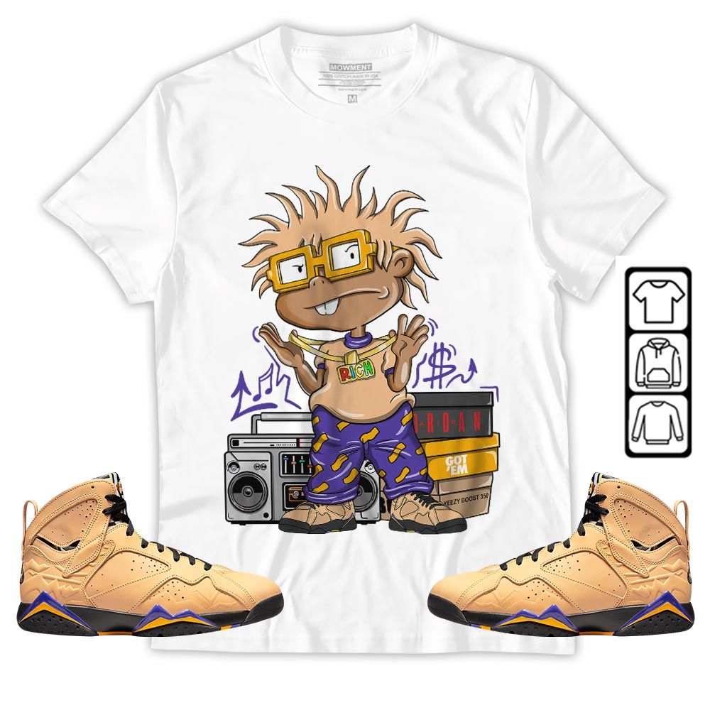 Rich Cartoon 90s Sneaker Shirt Match Vachetta Tan 7s, Jordan 7 SE Afrobeats MKO T-Shirt Rich Cartoon 90s Sneaker Shirt Match Vachetta Tan 7s, Jordan 7 SE Afrobeats MKO T-Shirt