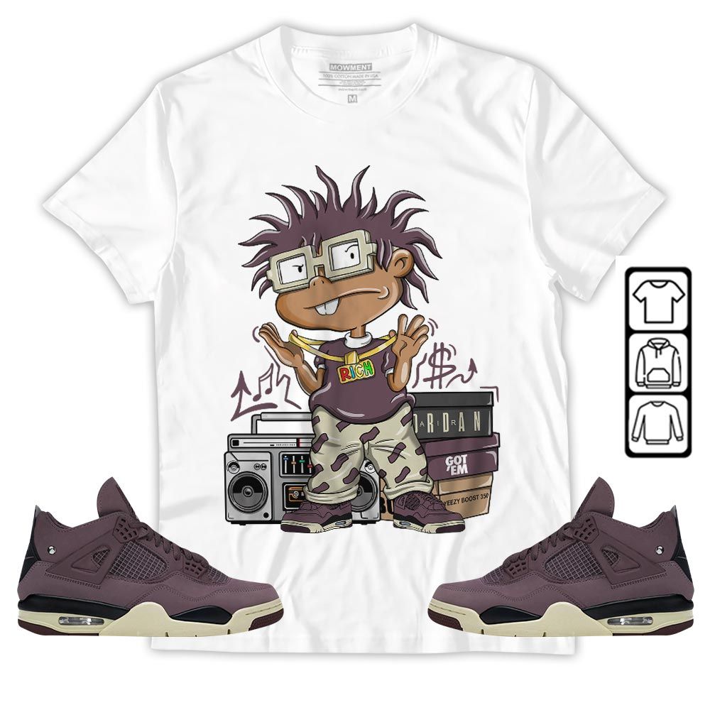 Rich Cartoon 90s Sneaker Shirt Match Violet Ore 4s, Jordan 4 A Ma Maniere Violet Ore MKO T-Shirt