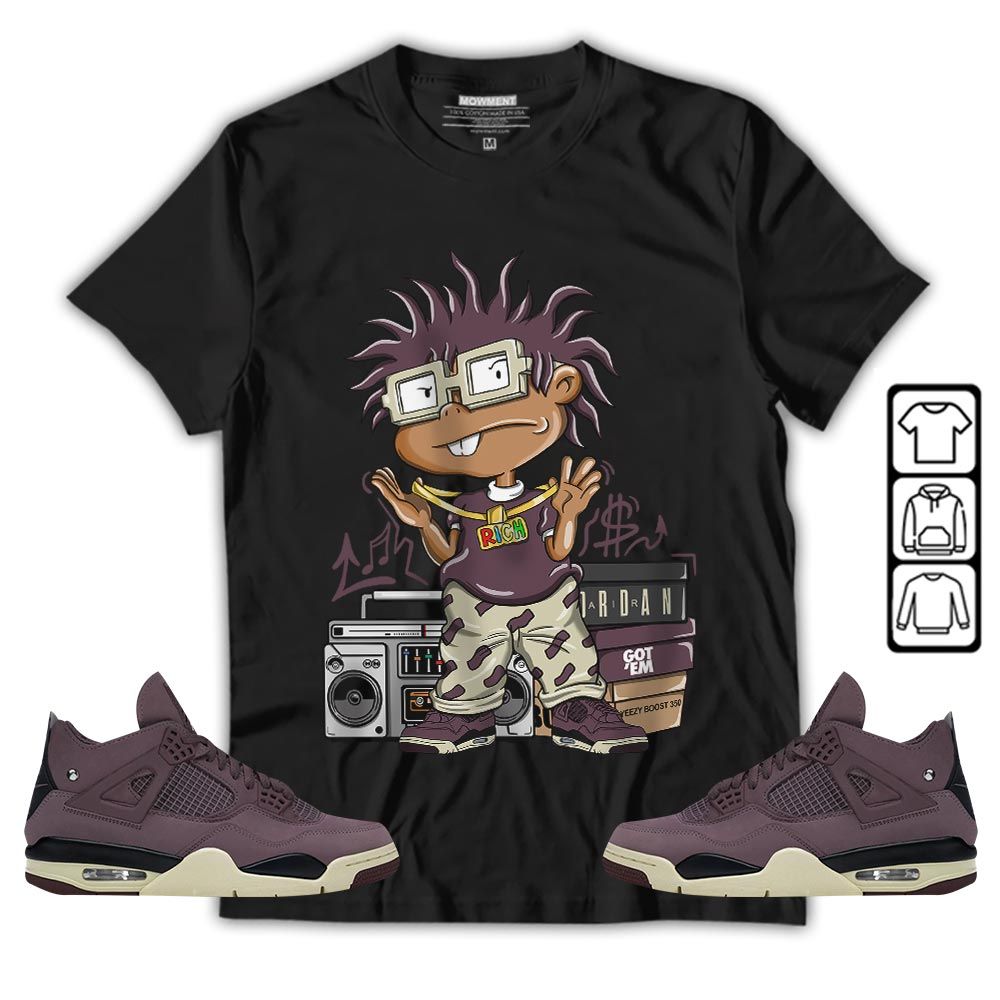 Rich Cartoon 90s Sneaker Shirt Match Violet Ore 4s, Jordan 4 A Ma Maniere Violet Ore MKO T-Shirt