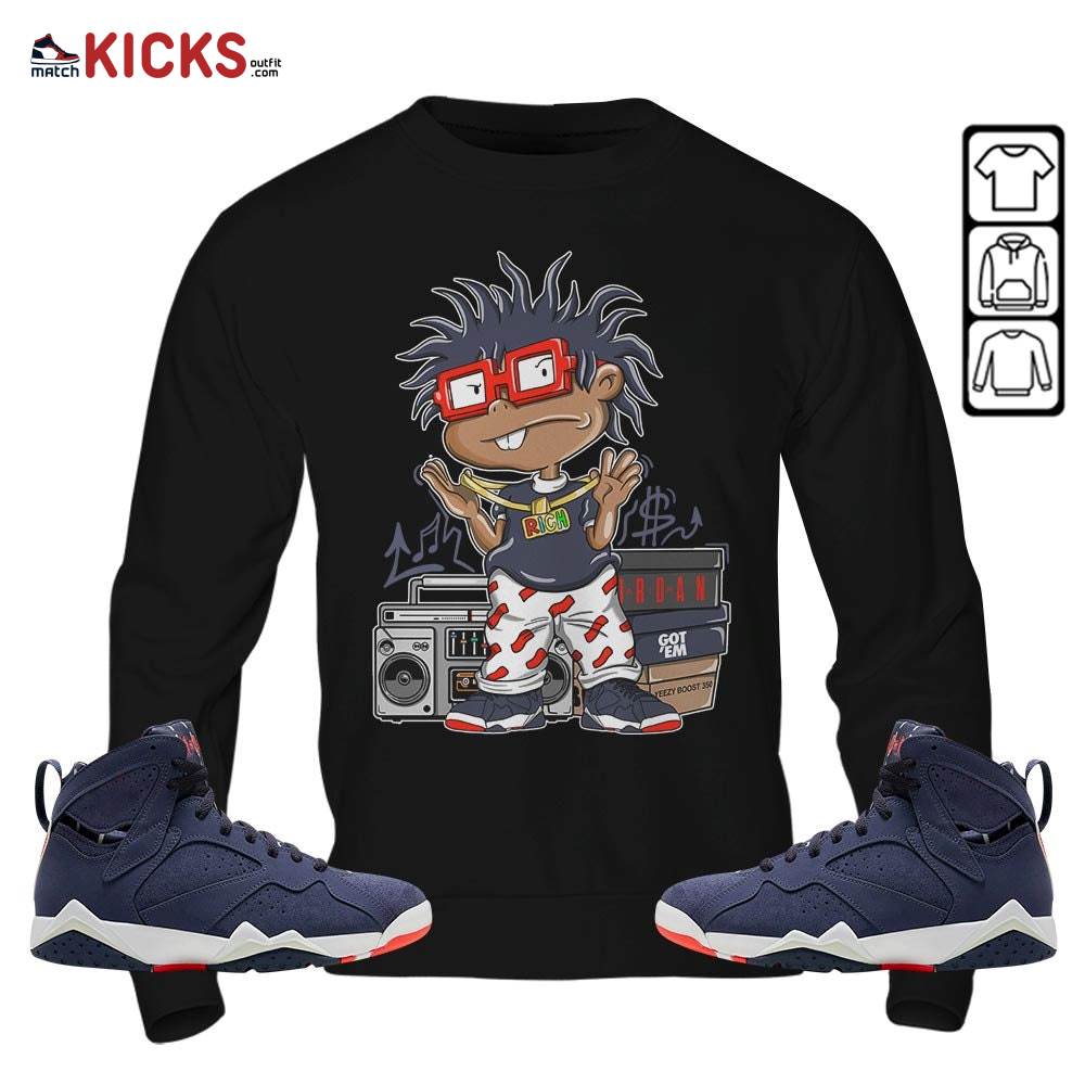 Rich Chuckie Sneaker Shirt Match 7 Neutral Indigo, Jordan 7 Quai 54 MKO Sweatshirt Rich Chuckie Sneaker Shirt Match 7 Neutral Indigo, Jordan 7 Quai 54 MKO Sweatshirt