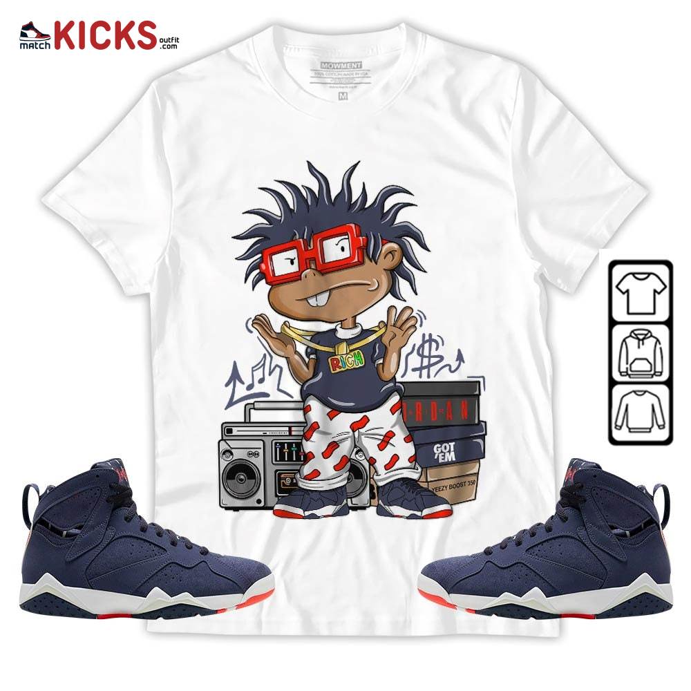 Rich Chuckie Sneaker Shirt Match 7 Neutral Indigo, Jordan 7 Quai 54 MKO T-Shirt