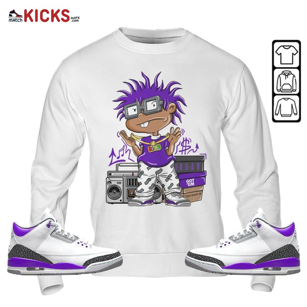 Rich Chuckie Sneaker Shirt Match Dark Iris 3s, Jordan 3 Retro Dark Iris MKO Sweatshirt Rich Chuckie Sneaker Shirt Match Dark Iris 3s, Jordan 3 Retro Dark Iris MKO Sweatshirt