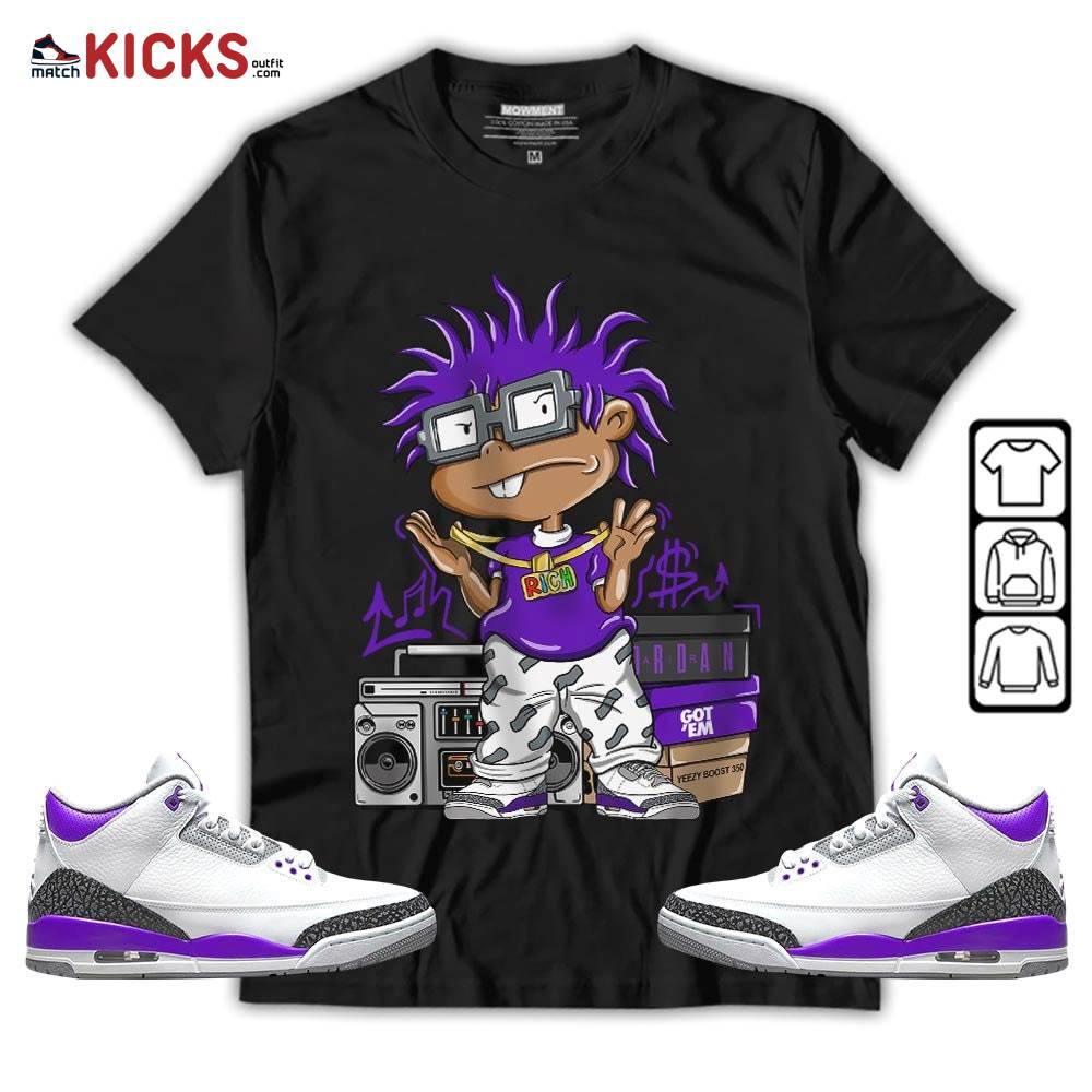 Rich Chuckie Sneaker Shirt Match Dark Iris 3s, Jordan 3 Retro Dark Iris MKO T-Shirt