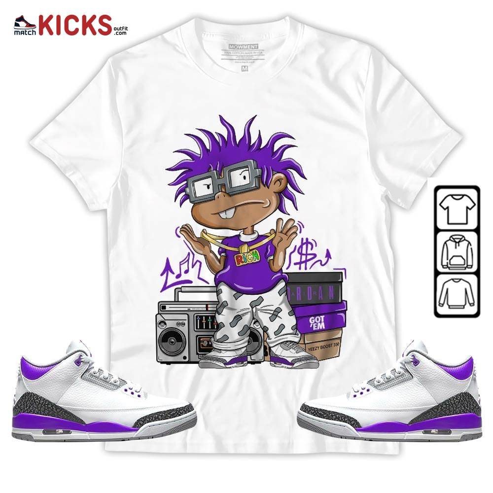 Rich Chuckie Sneaker Shirt Match Dark Iris 3s, Jordan 3 Retro Dark Iris MKO T-Shirt Rich Chuckie Sneaker Shirt Match Dark Iris 3s, Jordan 3 Retro Dark Iris MKO T-Shirt