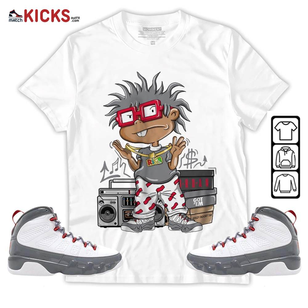 Rich Chuckie Sneaker Shirt Match Fire Red 9s, Jordan 9 Retro Fire Red MKO Sweatshirt