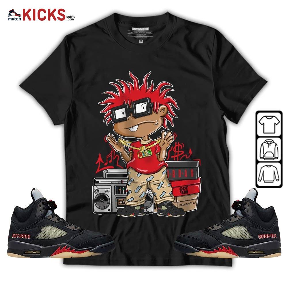 Rich Chuckie Sneaker Shirt Match Gore-Tex 5s, Jordan 5 GORE-TEX Off Noir MKO T-Shirt