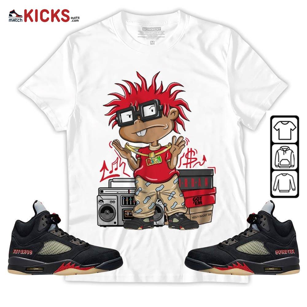 Rich Chuckie Sneaker Shirt Match Gore-Tex 5s, Jordan 5 GORE-TEX Off Noir MKO T-Shirt Rich Chuckie Sneaker Shirt Match Gore-Tex 5s, Jordan 5 GORE-TEX Off Noir MKO T-Shirt
