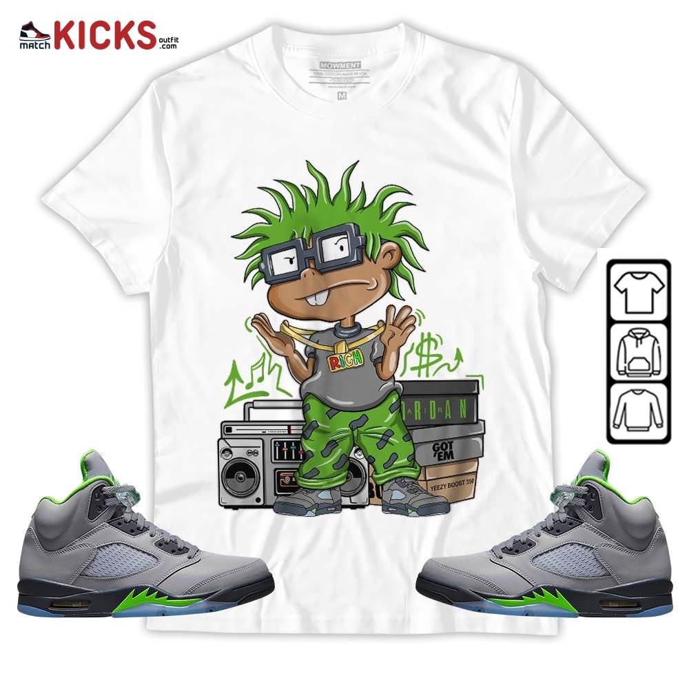 Rich Chuckie Sneaker Shirt Match Green Bean 5s, Jordan 5 Retro Green Bean MKO T-Shirt
