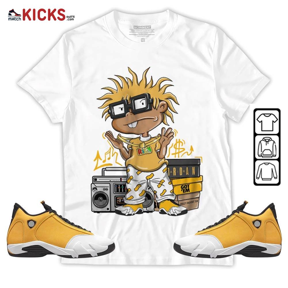 Rich Chuckie Sneaker Shirt Match Light Ginger 14s, Jordan 14 Retro Light Ginger MKO T-Shirt Rich Chuckie Sneaker Shirt Match Light Ginger 14s, Jordan 14 Retro Light Ginger MKO T-Shirt