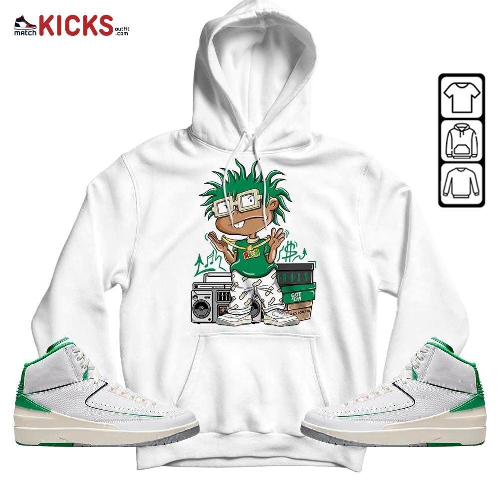 Rich Chuckie Sneaker Shirt Match Lucky Green 2s, Jordan 2 Lucky Green MKO Hoodie