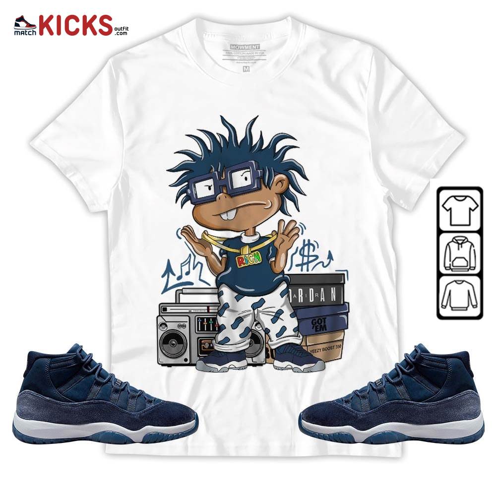 Rich Chuckie Sneaker Shirt Match Midnight Navy 11s, Jordan 11 Retro Midnight Navy MKO Hoodie