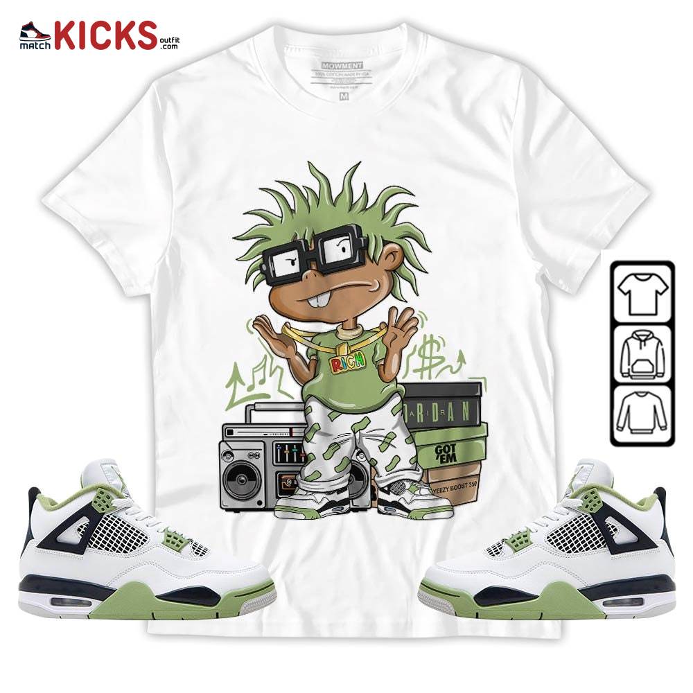 Rich Chuckie Sneaker Shirt Match Retro Oil Green 4s, Jordan 4 Oil Green MKO Hoodie