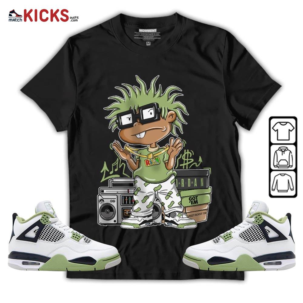Rich Chuckie Sneaker Shirt Match Retro Oil Green 4s, Jordan 4 Oil Green MKO T-Shirt
