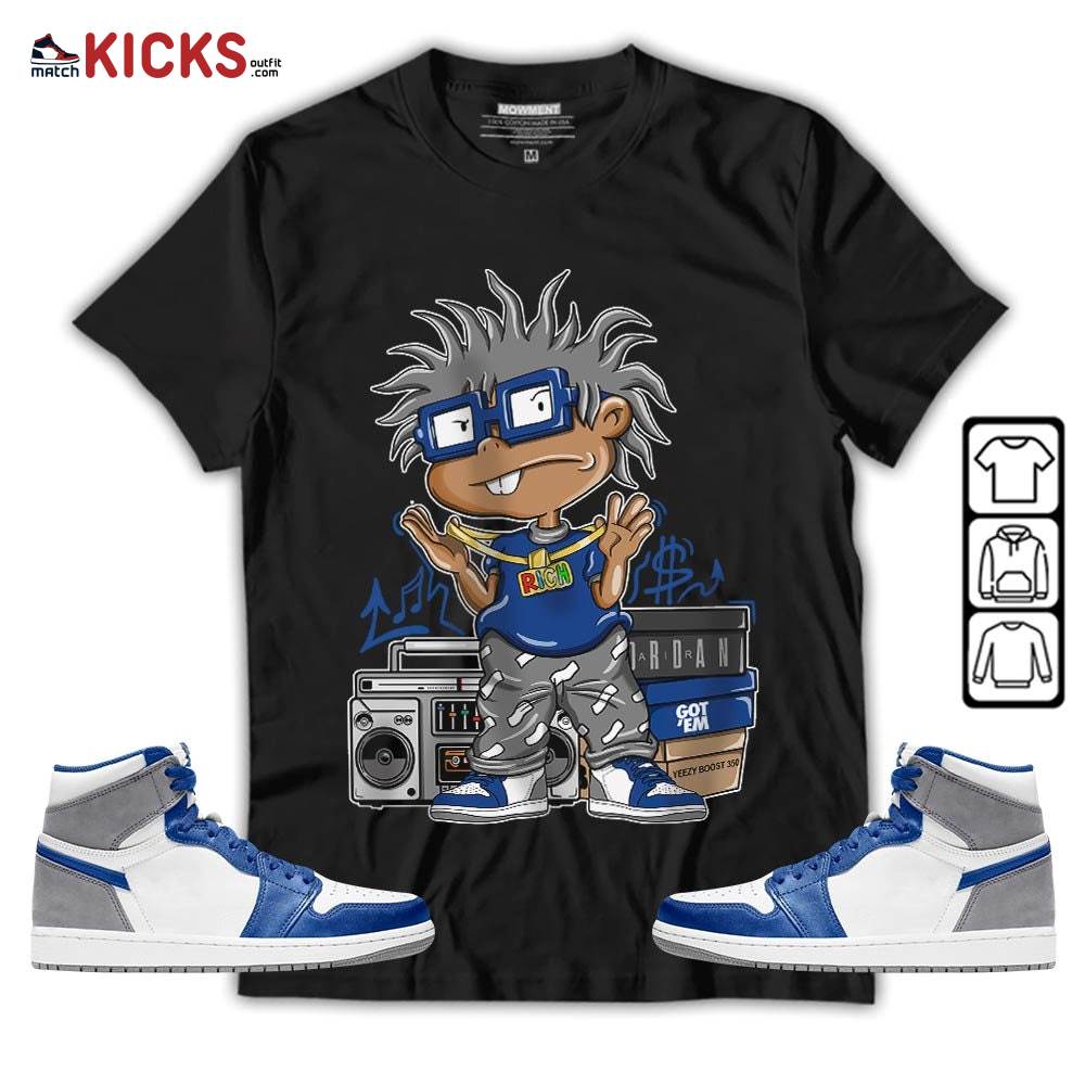 Rich Chuckie Sneaker Shirt Match True Blue 1s, Jordan 1 High OG True Blue MKO T-Shirt