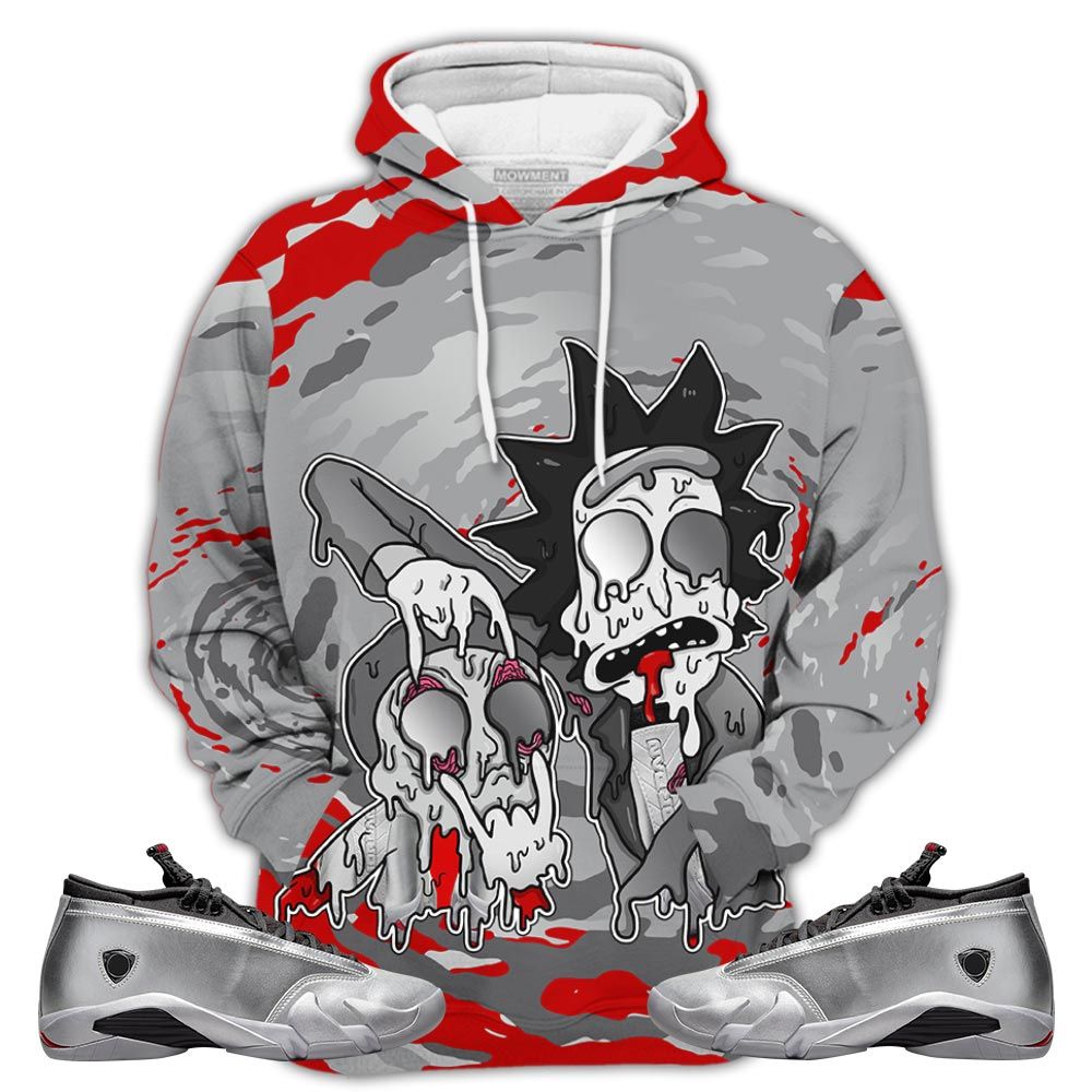 Rick And Drip Sneaker Shirt Match 14 Low Metallic Silver, Jordan 14 Metallic Silver Hoodie Sweatshirt Tee All Over Print MKO Shirt