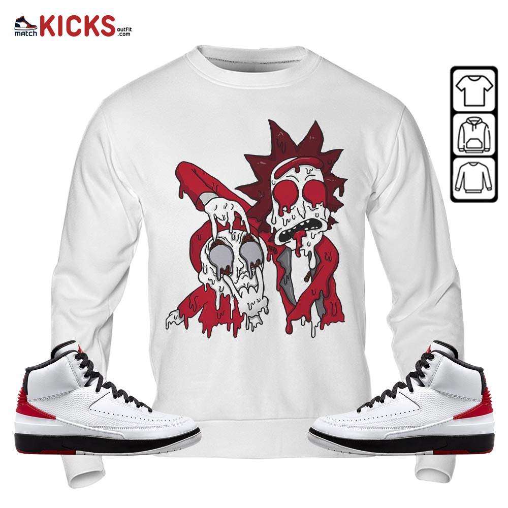 Rick And Drip Sneaker Shirt Match 2 Chicago Varsity Red, Jordan Retro 2 Chicago MKO Sweatshirt