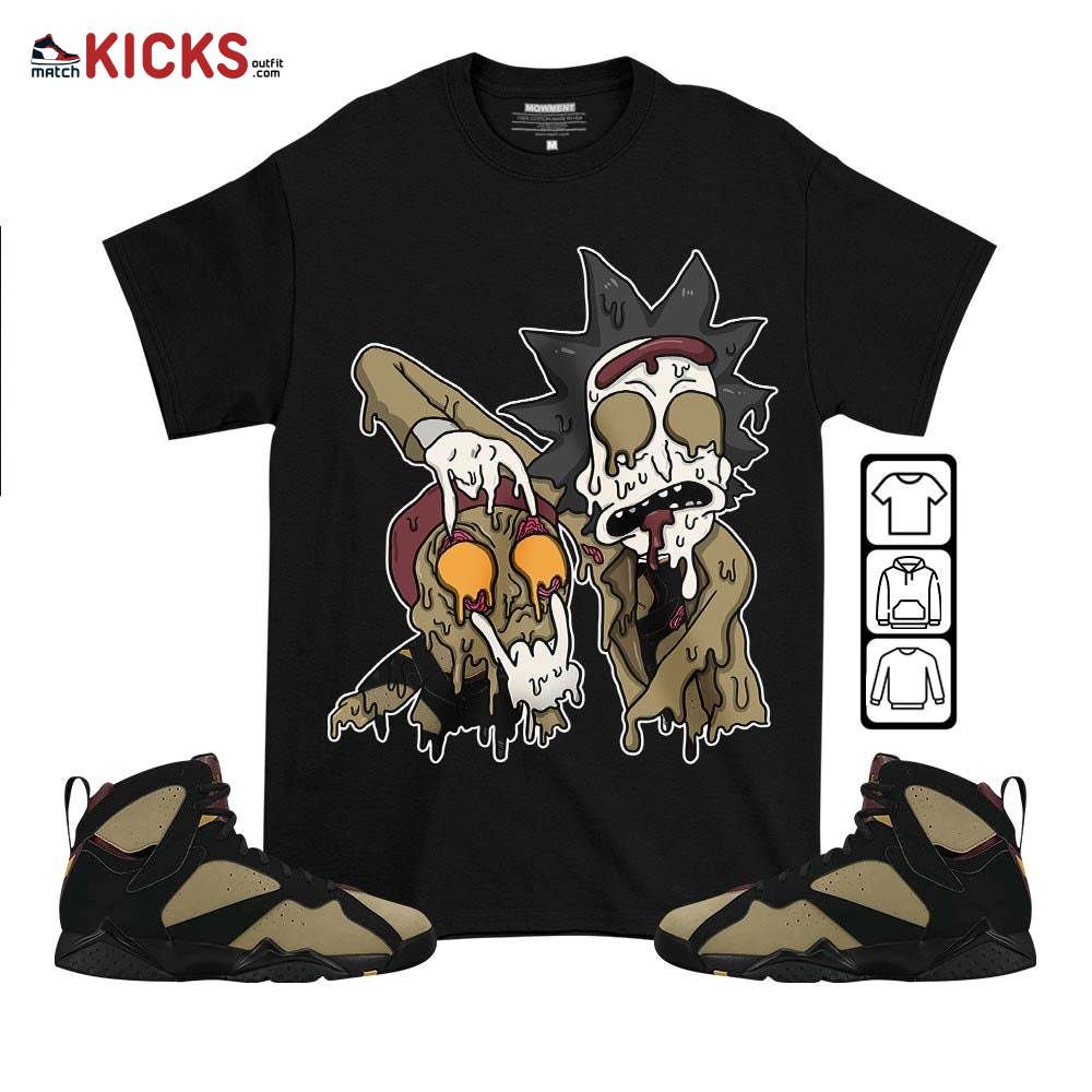 Rick And Drip Sneaker Shirt Match Black Cherrywood 7s, Jordan 7 Black Olive MKO T-Shirt