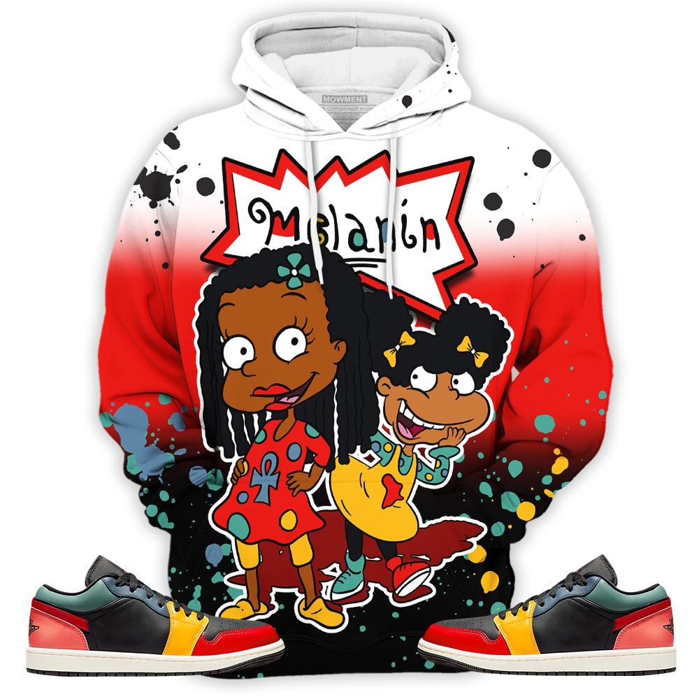 Rugrats 80S Baby Martin Tv Sneaker Shirt Match 1 Se Black Multi Color, Jordan 1 Low Black Fire Red Taxi Hoodie Sweatshirt Tee All Over Print MKO Shirt