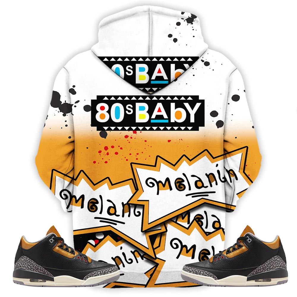 Rugrats 80S Baby Martin Tv Sneaker Shirt Match Black Gold 3S, Jordan 3 Retro Black Gold Hoodie Sweatshirt Tee All Over Print MKO Shirt