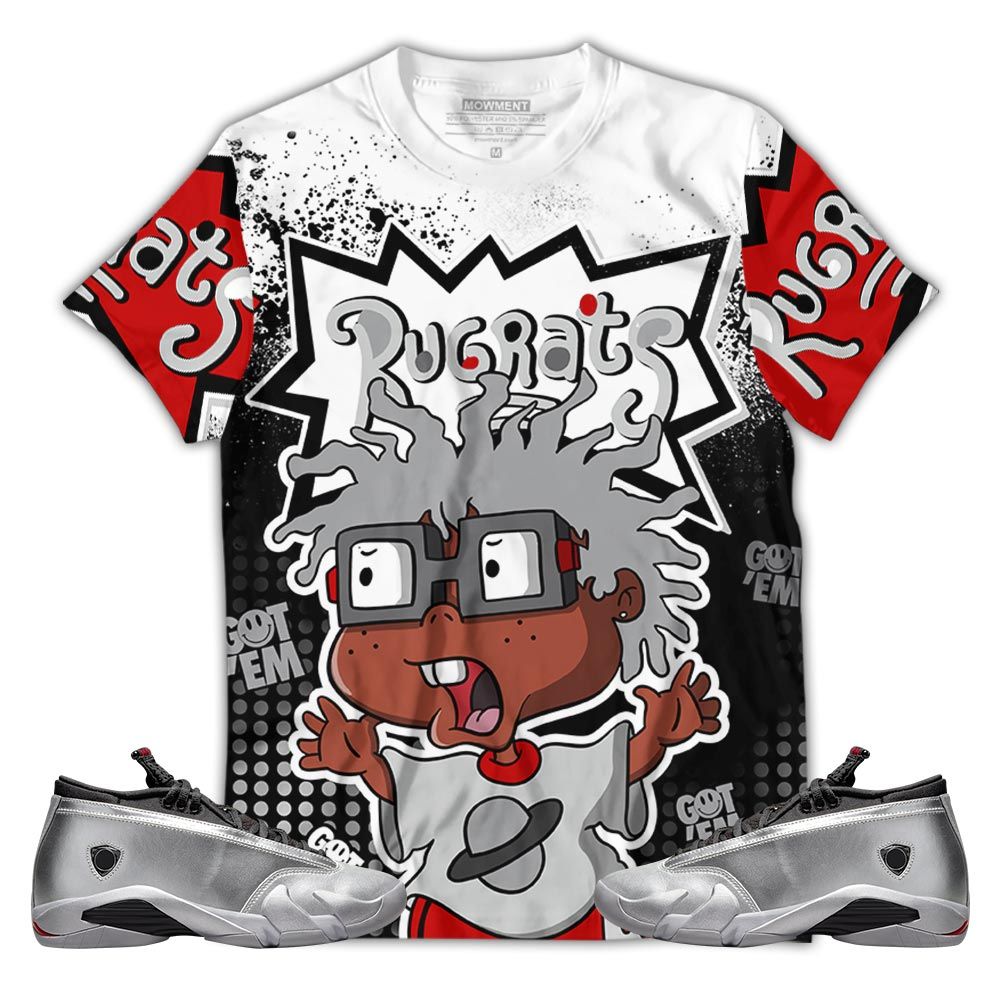 Rugrats 80S Cartoon 90S Sneaker Shirt Match 14 Low Metallic Silver, Jordan 14 Metallic Silver Hoodie Sweatshirt Tee All Over Print MKO Shirt