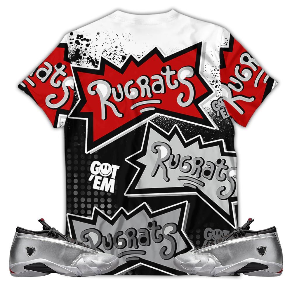 Rugrats 80S Cartoon 90S Sneaker Shirt Match 14 Low Metallic Silver, Jordan 14 Metallic Silver Hoodie Sweatshirt Tee All Over Print MKO Shirt