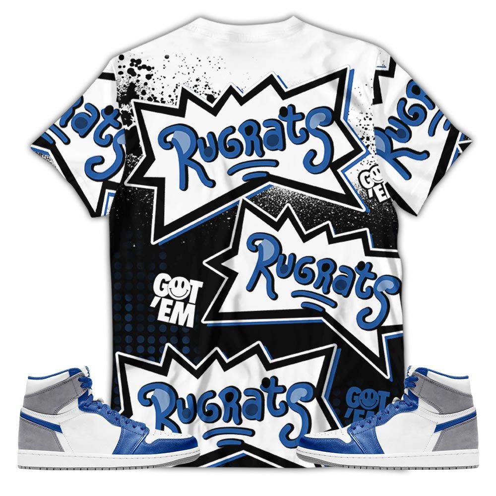 Rugrats 80S Chuckie Sneaker Shirt Match True Blue 1S, Jordan 1 High Og True Blue Hoodie Sweatshirt Tee All Over Print MKO Shirt