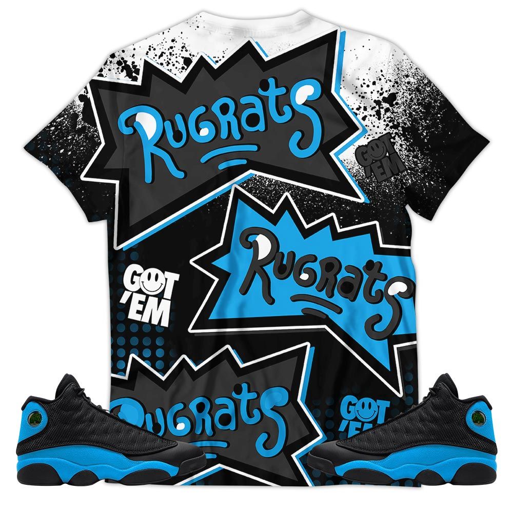 Rugrats 80S Melanin Cartoon 90S Sneaker Shirt Match Black University Blue 13S, Jordan 13 Black University Blue 2022 Hoodie Sweatshirt Tee All Over Print MKO Shirt