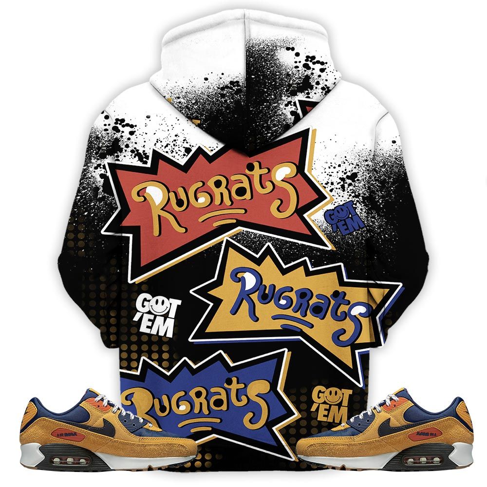 Rugrats 80S Melanin Chuckie Sneaker Shirt Match Max 90 Brown Suede, Air Max 90 Nylon Suede Hoodie Sweatshirt Tee All Over Print MKO Shirt