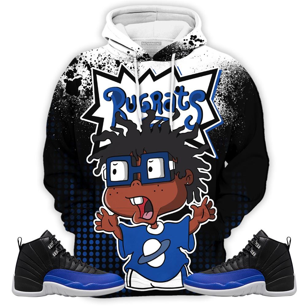 Rugrats 80S Melanin Chuckie Sneaker Shirt Match Retro Hyper Royal 12S, Jordan 12 Hyper Royal Hoodie Sweatshirt Tee All Over Print MKO Shirt