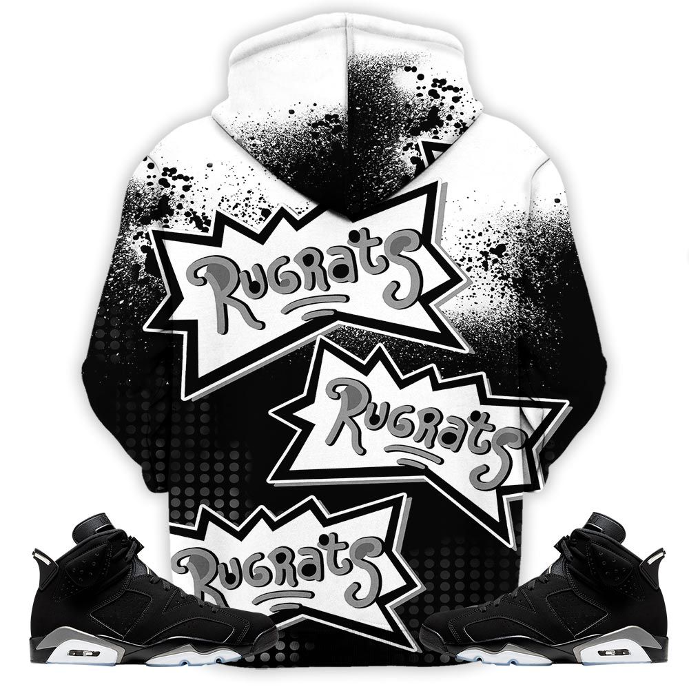 Rugrats 80S Melanin Chuckie Sneaker Shirt Match Retro Metallic Silver 6S, Jordan 6 Black Chrome Hoodie Sweatshirt Tee All Over Print MKO Shirt
