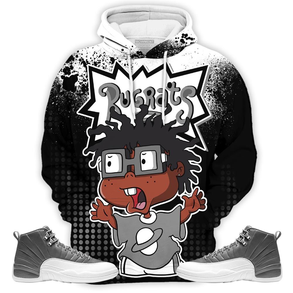 Rugrats 80S Melanin Chuckie Sneaker Shirt Match Stealth 12S, Jordan 12 Retro Stealth Hoodie Sweatshirt Tee All Over Print MKO Shirt