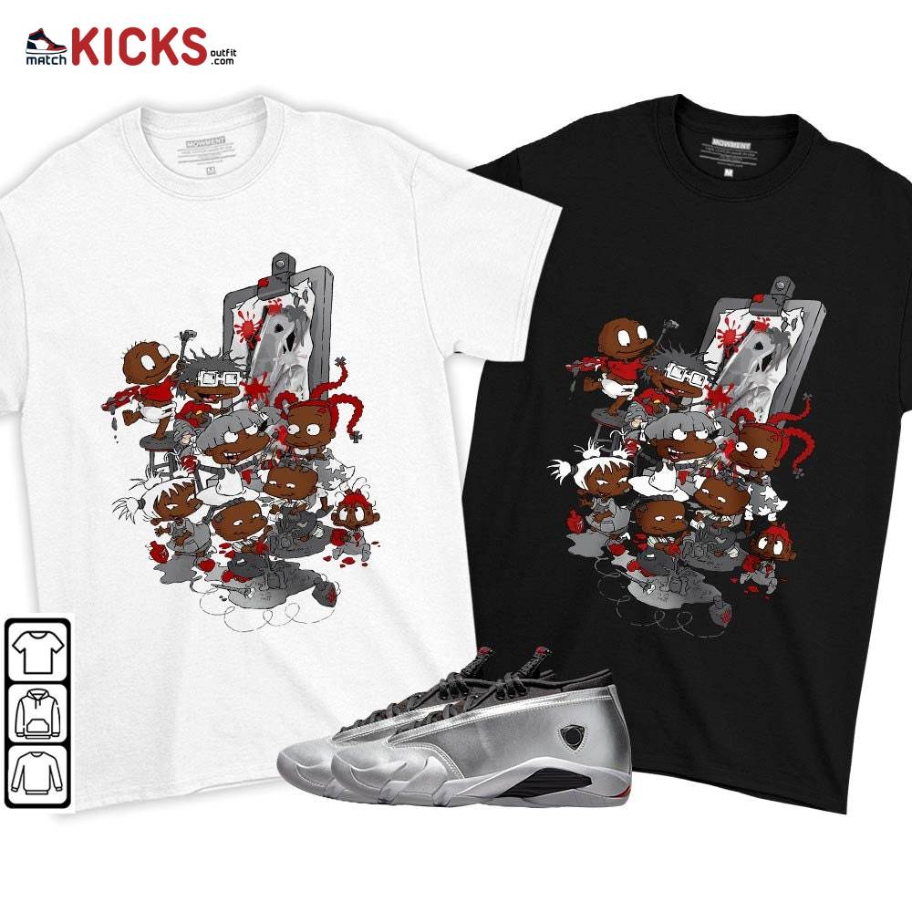 Rugrats Art Sneaker Shirt Match 14 Low Metallic Silver, Jordan 14 Metallic Silver MKO T-Shirt