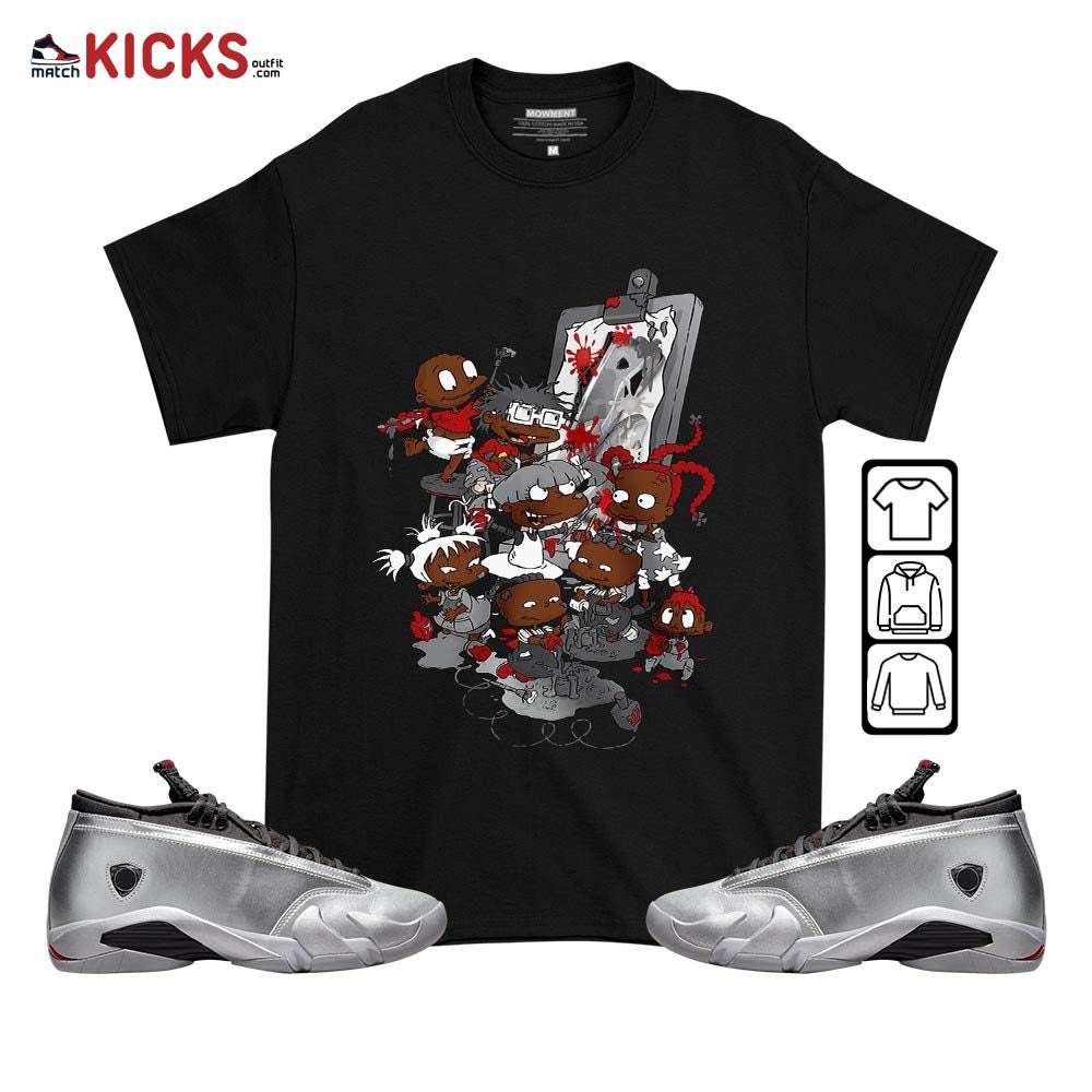 Rugrats Art Sneaker Shirt Match 14 Low Metallic Silver, Jordan 14 Metallic Silver MKO T-Shirt